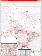 Los Angeles County Wall Map Red Line Style